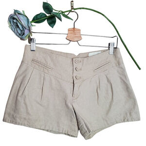 Elevenses Linen Blend Shorts Tan Size 2 Mid-Rise Casual Resort Coastal Chic